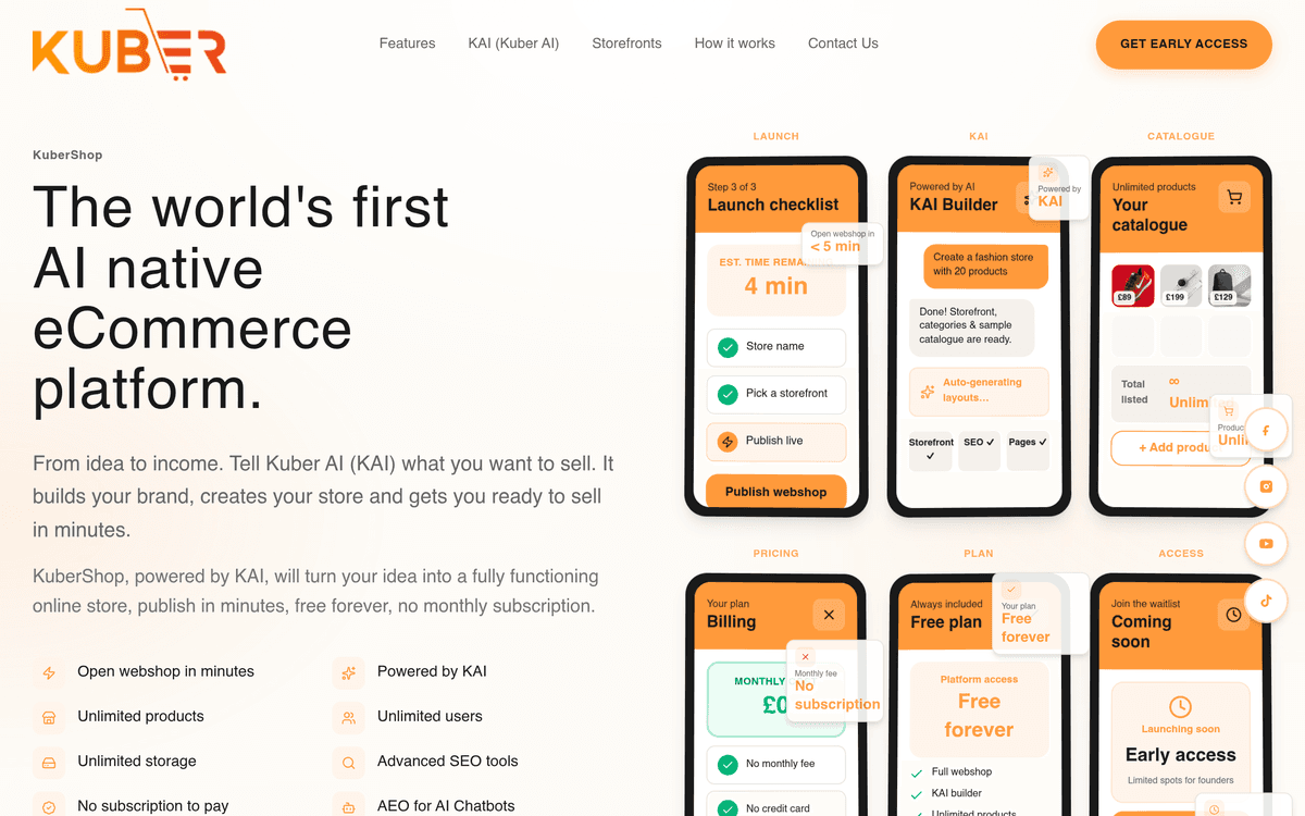 Kuber Shop website preview